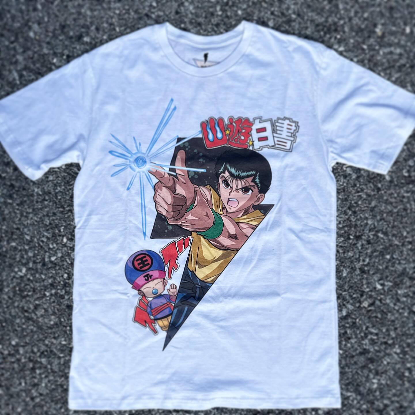 The brand’s Instagram photograph of a white Yu Yu Hakusho graphic tee